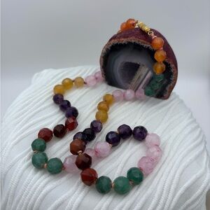 Vintage 60’s Colorful Gemstone Beaded Necklace